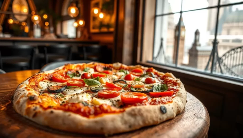 Image generation prompt for Purezza vegan pizza London