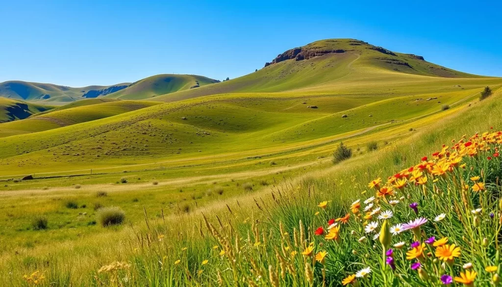 Image of 70 Mile Butte Trail with rolling hills and prairie grasses
