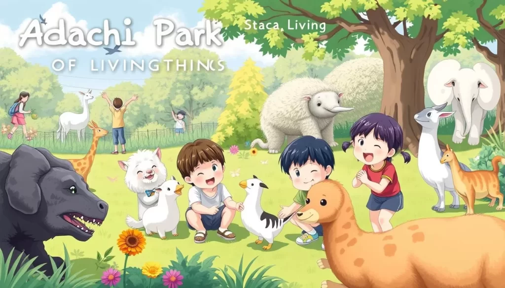Image of Adachi Park of Living Things with children interacting with animals