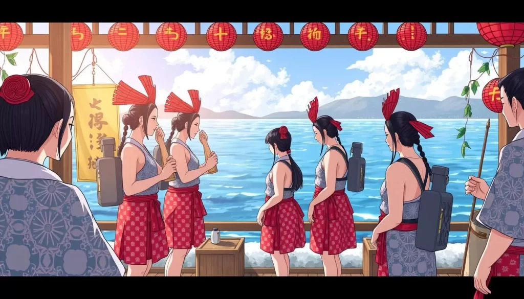 Image of Ama divers preparing for the Shirongo Festival in Toba, Japan