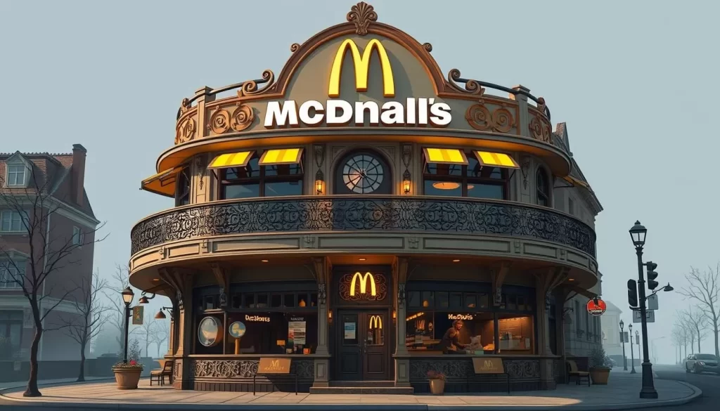 Image of Art Nouveau McDonald's on the second floor with Art Nouveau details