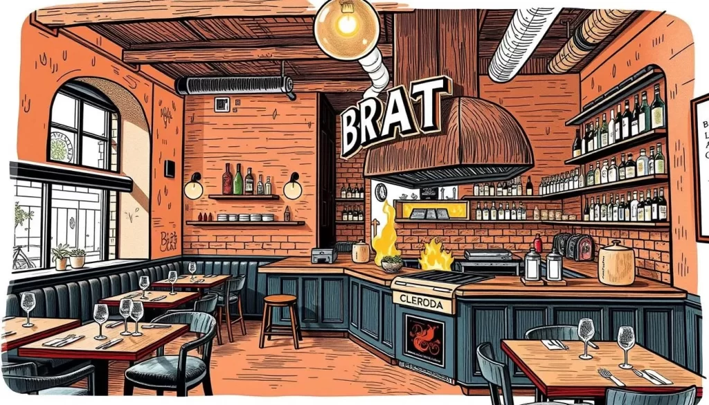 Image of Brat restaurant in Shoreditch, showcasing its Basque-inspired decor and wood-fired grill