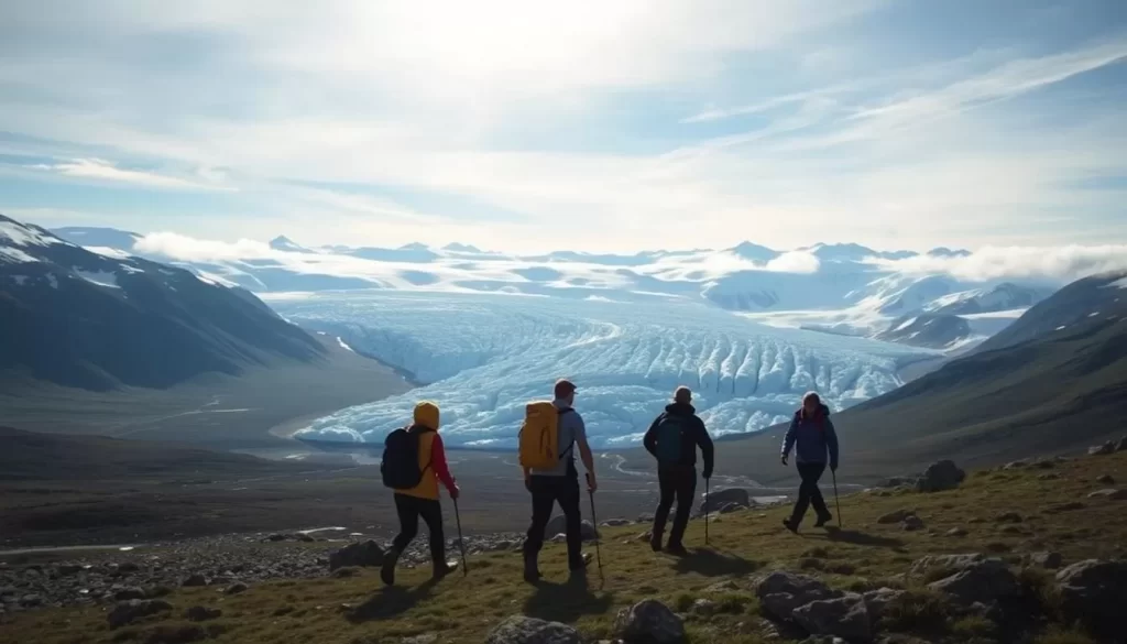 Image of Bylot Island glaciers with hiking guides