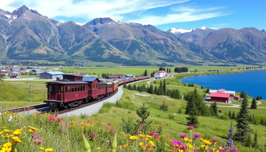 Image of Carcross, Yukon, showcasing its historic railway and picturesque surroundings