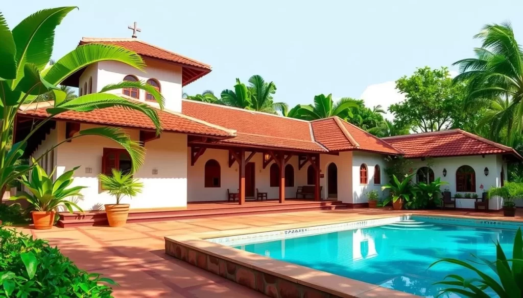 Image of Casa Bubu Guest House's colonial-style building with a swimming pool.