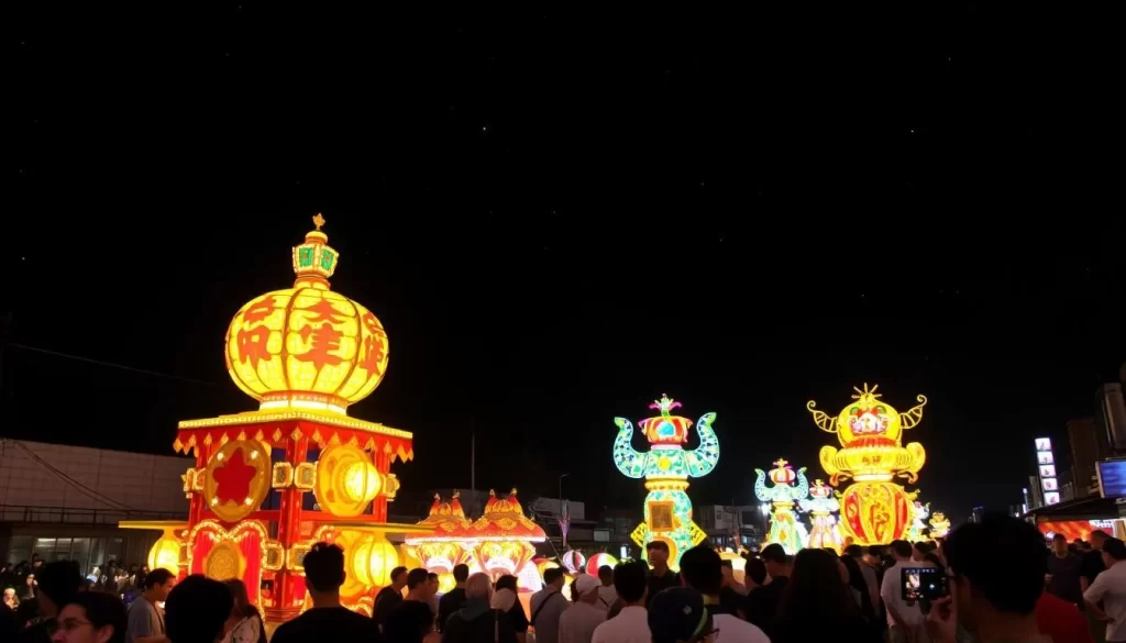 Image of Chichibu Night Festival with illuminated floats and spectators