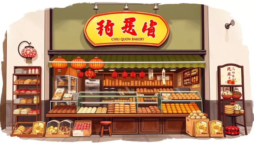 Image of Chiu Quon Bakery in Chicago, offering various Chinese pastries