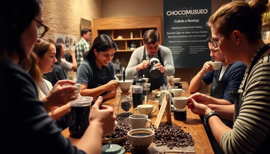 Image of ChocoMuseo's coffee workshop in action