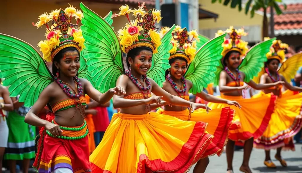 Image of Diablitos Sucios performing traditional dances at Corpus Christi Festival in Villa de Los Santos, Panama