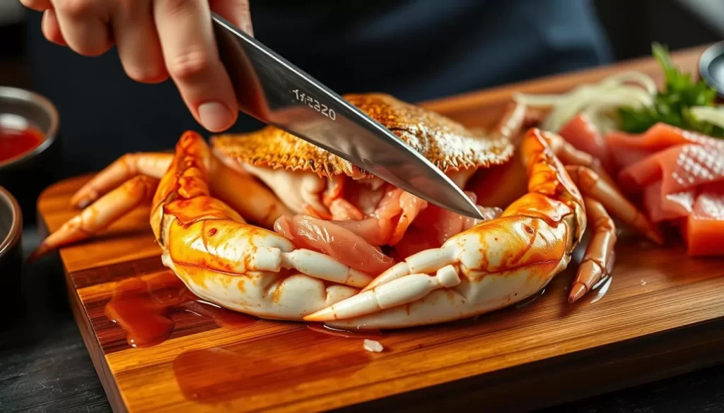 Image of Echizen Crab being prepared as sashimi