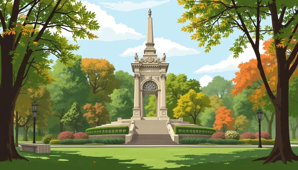 Image of Fort Greene Park's monument and surrounding landscape