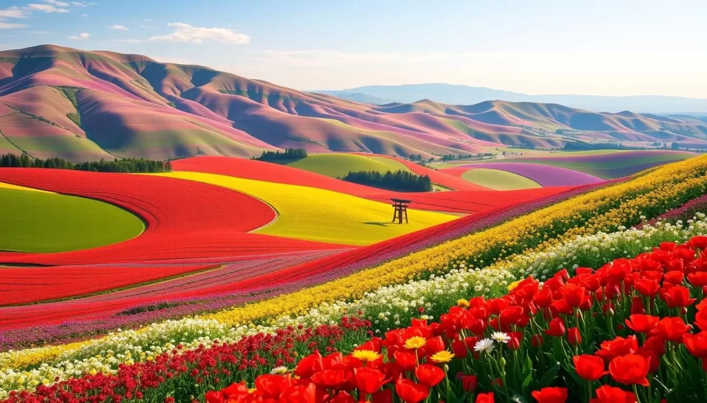 Image of Furano and Biei's rolling hills and flower fields