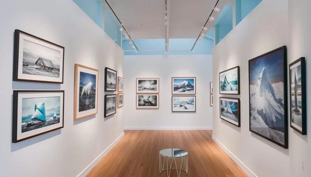 Image of Gallery Svalbard's interior with Arctic art on display