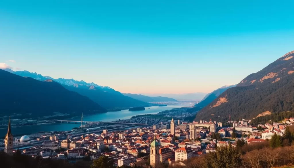 Image of Geneva city surrounded by mountains