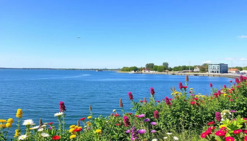Image of Gimli's scenic waterfront and surrounding natural beauty