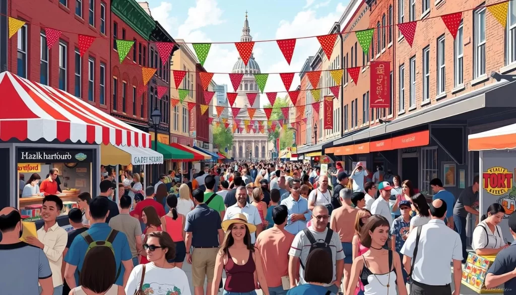Image of Hartford's Main Street during a festival