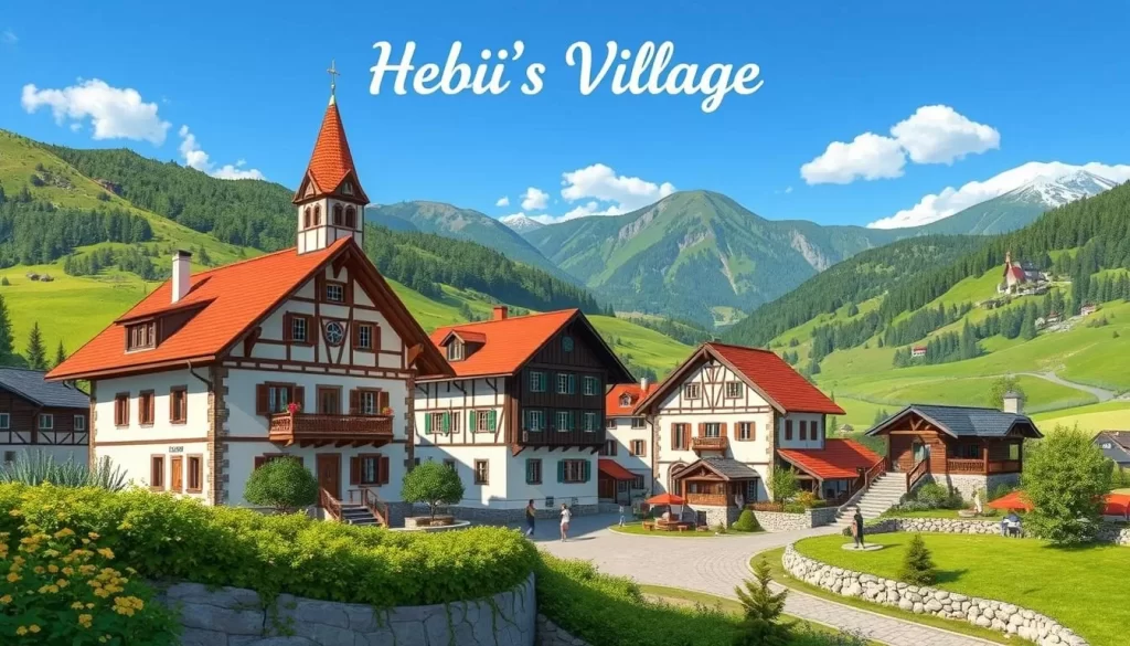 Image of Heidi's Village, including its Alpine-style buildings and scenic surroundings