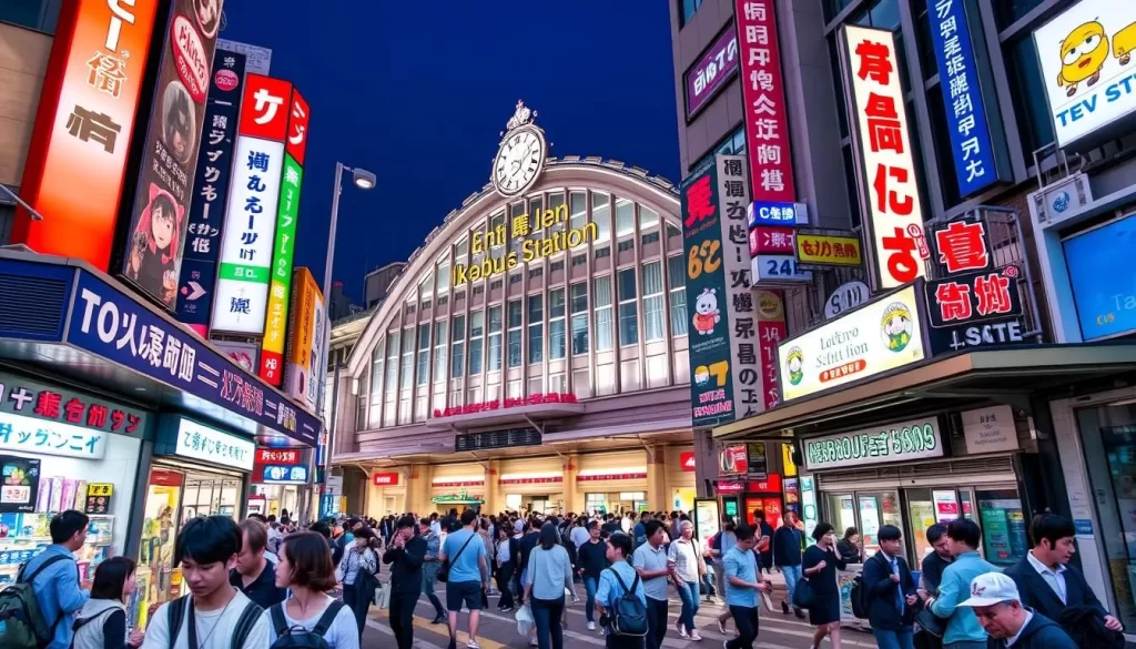 Image of Ikebukuro Station's bustling surroundings