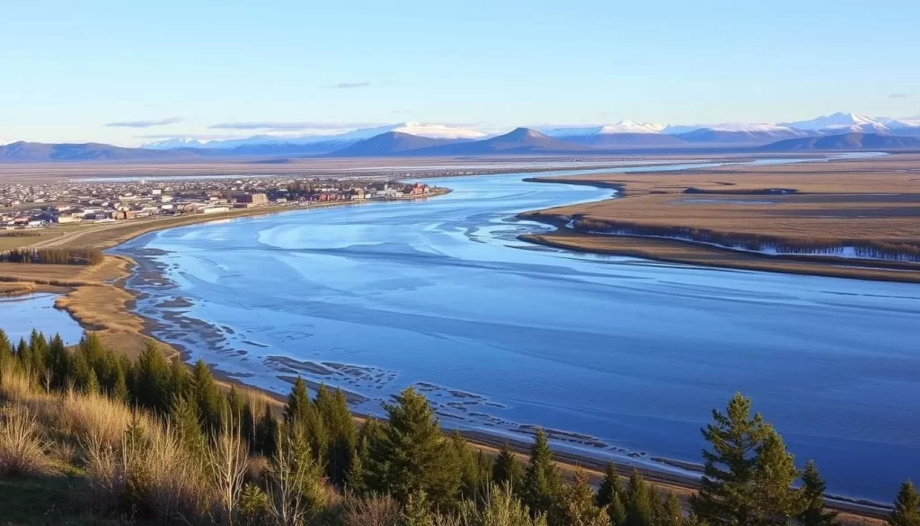 Image of Inuvik, Northwest Territories, showcasing its unique landscape and location on the Mackenzie River.