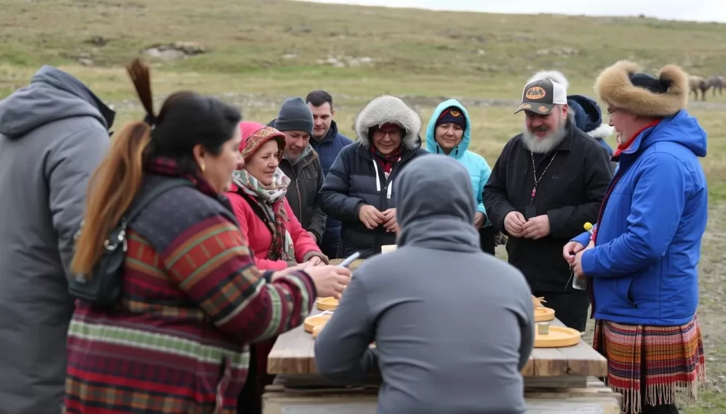 Image of Inuvik cultural tour participants engaging with Indigenous knowledge keepers