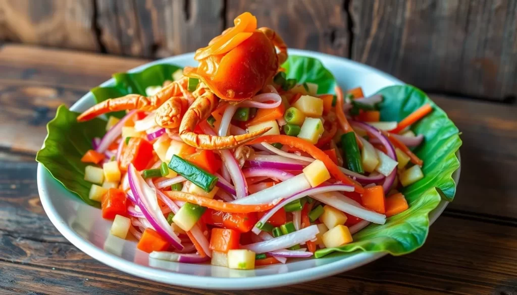 Image of Isaan Station's papaya salad with pickled crab