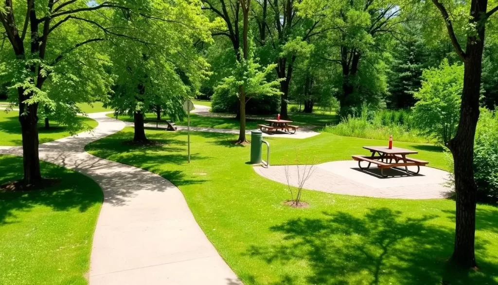Image of Island Park with walking trails and picnic areas