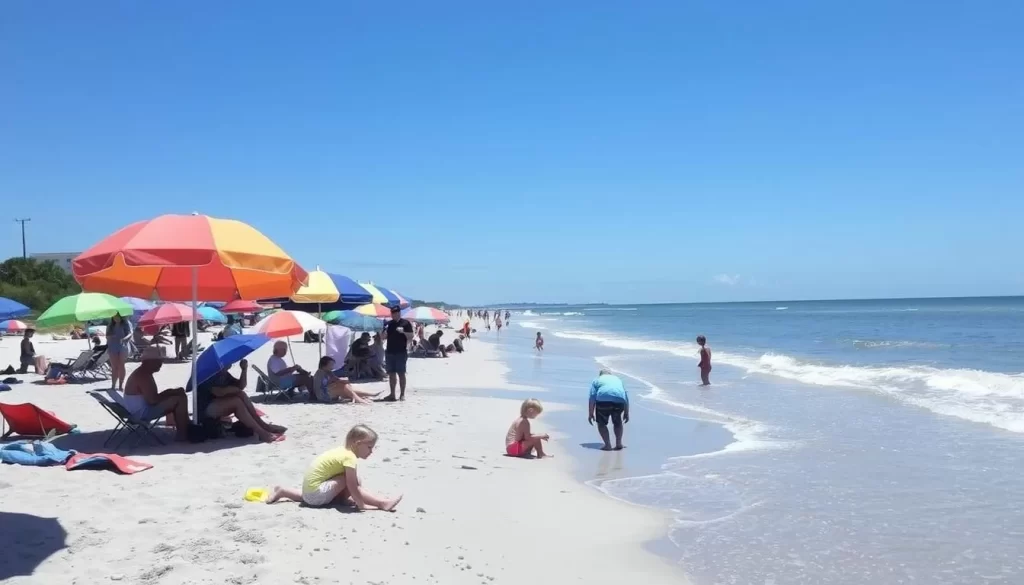 Image of Isle of Palms County Park with families enjoying the beach