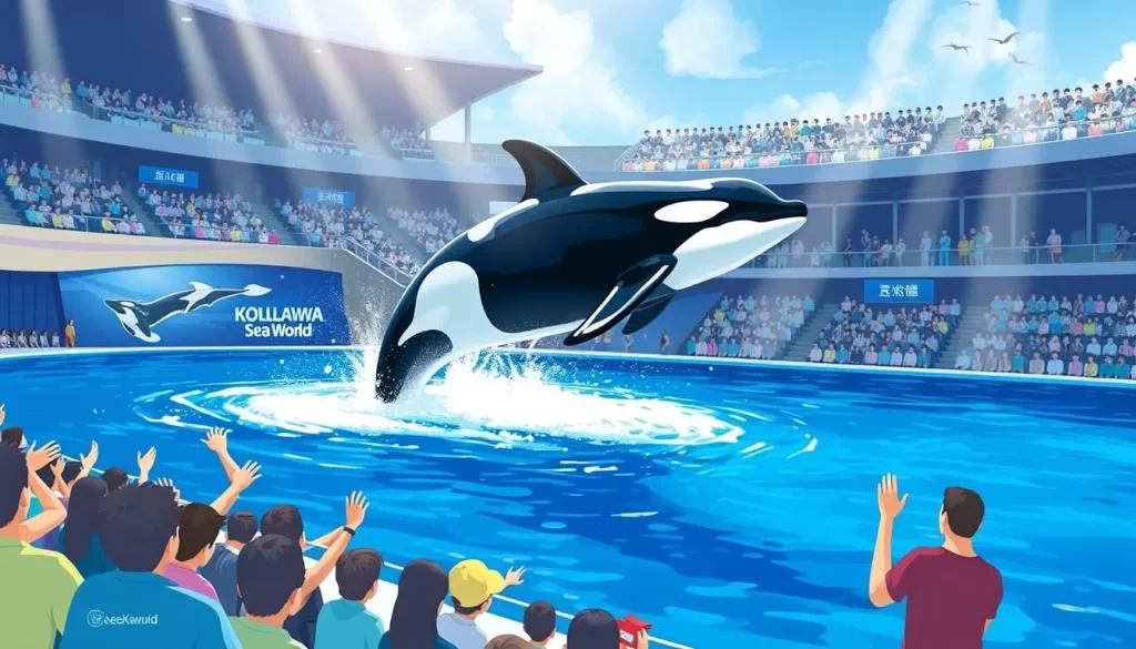 Image of Kamogawa Sea World's killer whale show