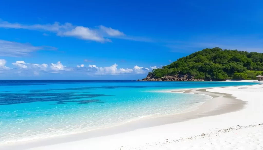 Image of Kisakihama Beach with its soft white sand and crystal-clear waters