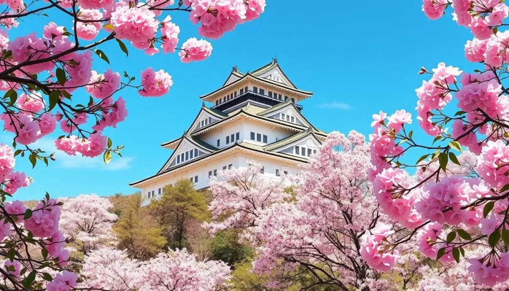 Image of Kumamoto Castle during cherry blossom season