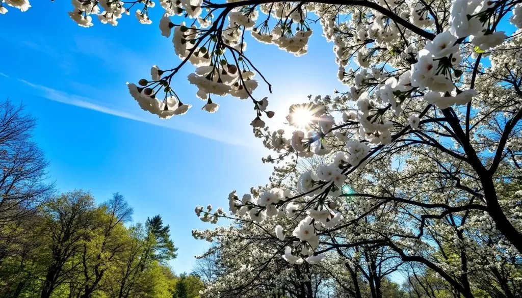 Image of Kyiv during spring with blooming chestnut trees