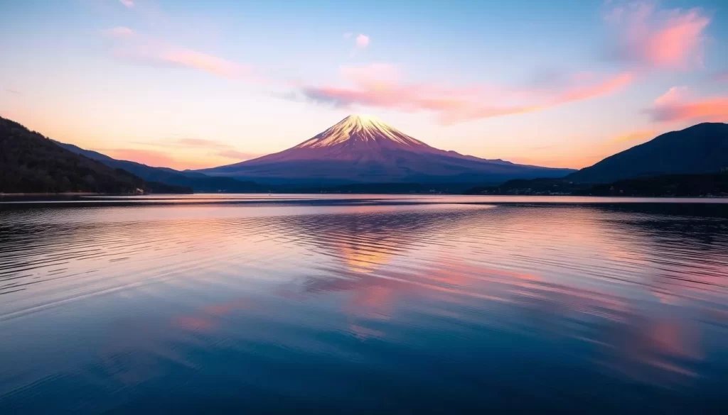 Image of Lake Kawaguchi with Mount Fuji in the background