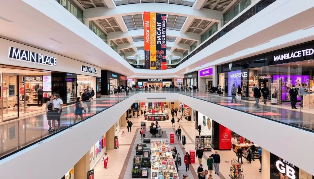 Image of MainPlace Mall's interior with a variety of stores