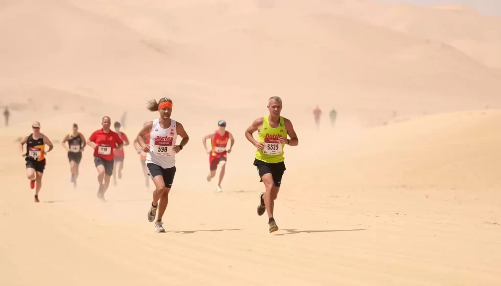Image of Marathon of Sands participants running through the desert