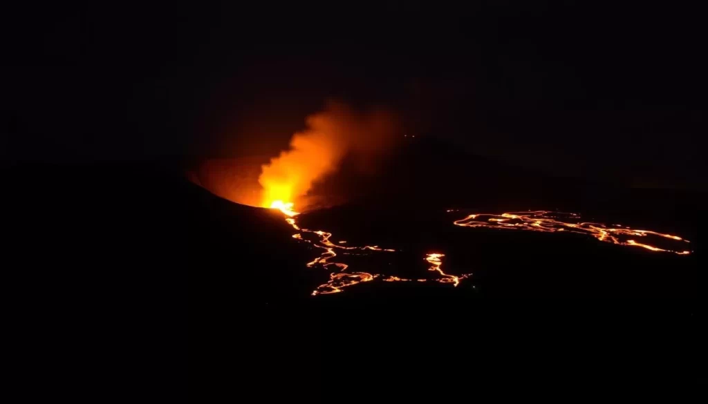 Image of Masaya Volcano's lava at night