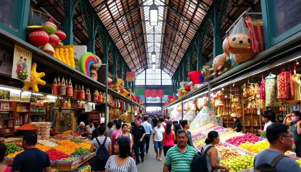Image of Mercado Central's vibrant interior with local vendors selling fresh produce and handicrafts.