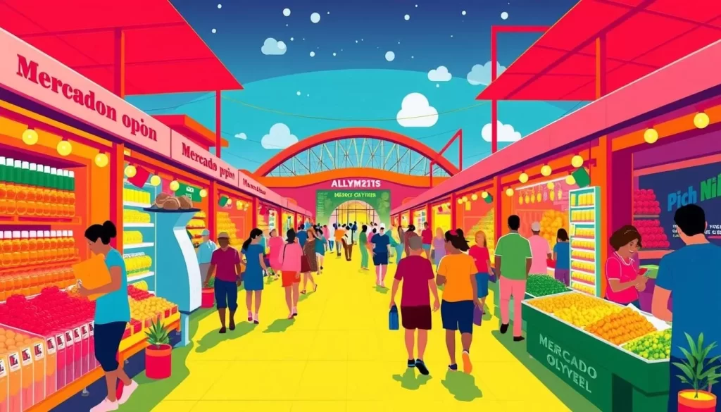 Image of Mercado Olympic with vibrant colors and lively atmosphere