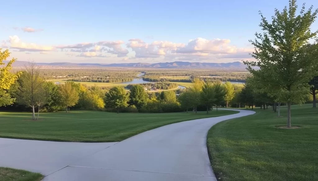 Image of Michael LaCanne Memorial Park with paved walking trails and scenic views