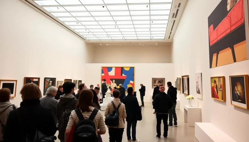 Image of MoMA's interior with visitors admiring modern art