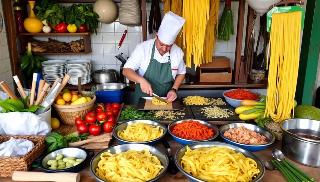 Image of Monteverde's pasta-making station