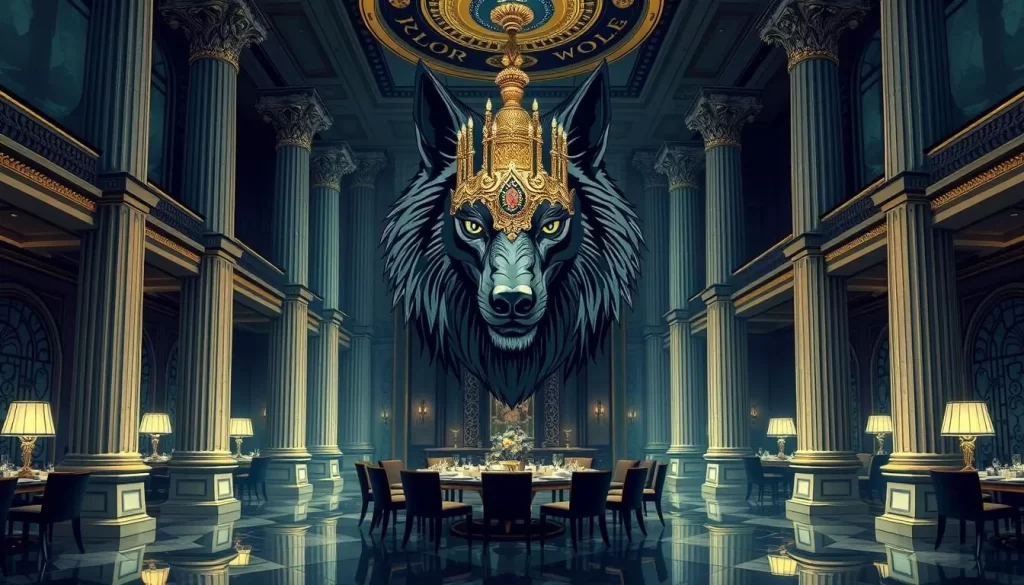 Image of Mother Wolf in Hollywood, Los Angeles, featuring its grand dining room with towering columns.
