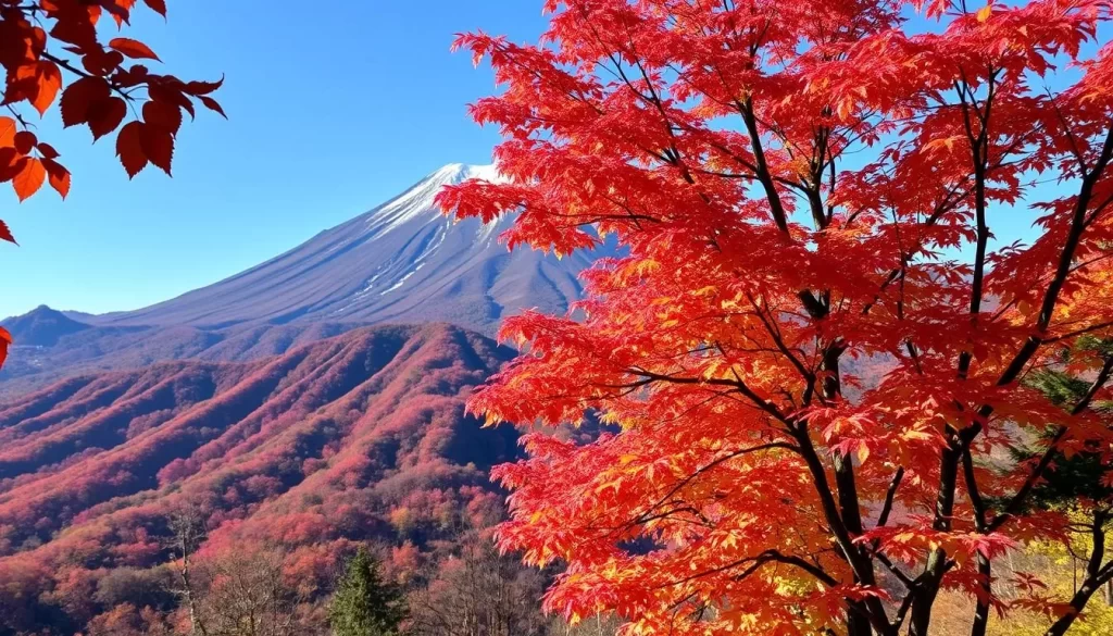 Image of Mount Aso during the fall foliage season