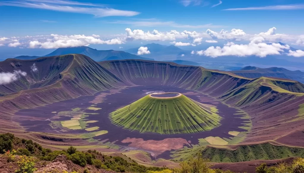 Image of Mount Aso's caldera with a view of the Nakadake Crater