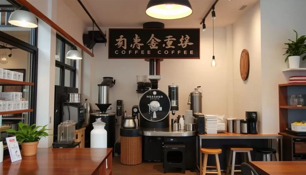 Image of Nagasawa Coffee's interior or its signature coffee roasting process