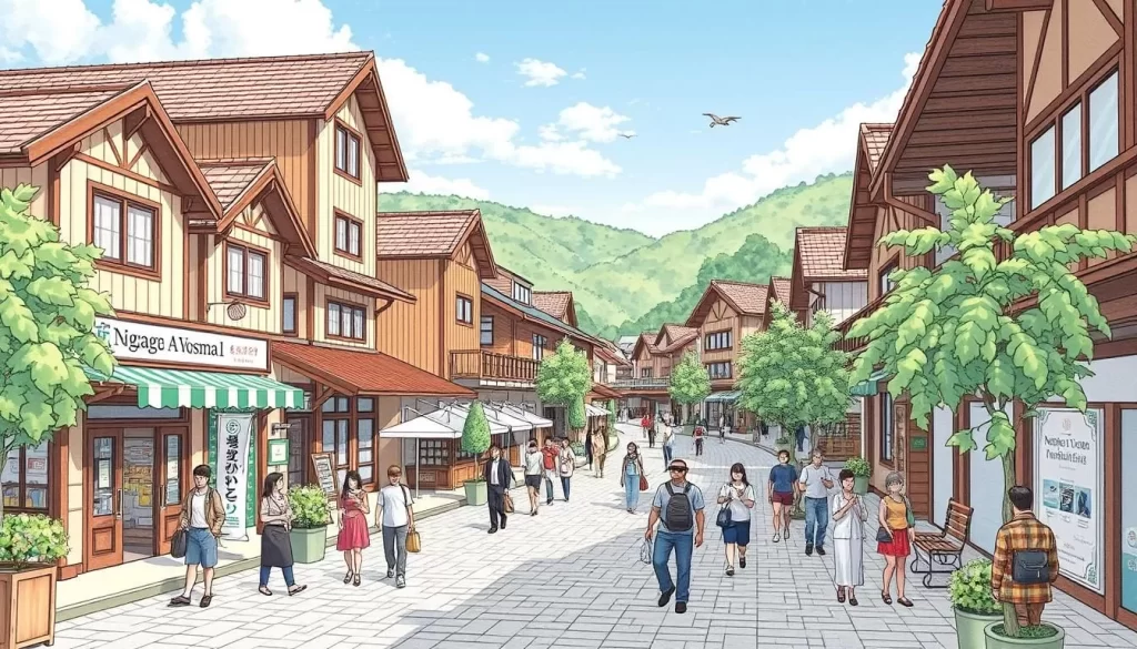 Image of Nagato Yumoto Onsen town with its revitalized central promenade