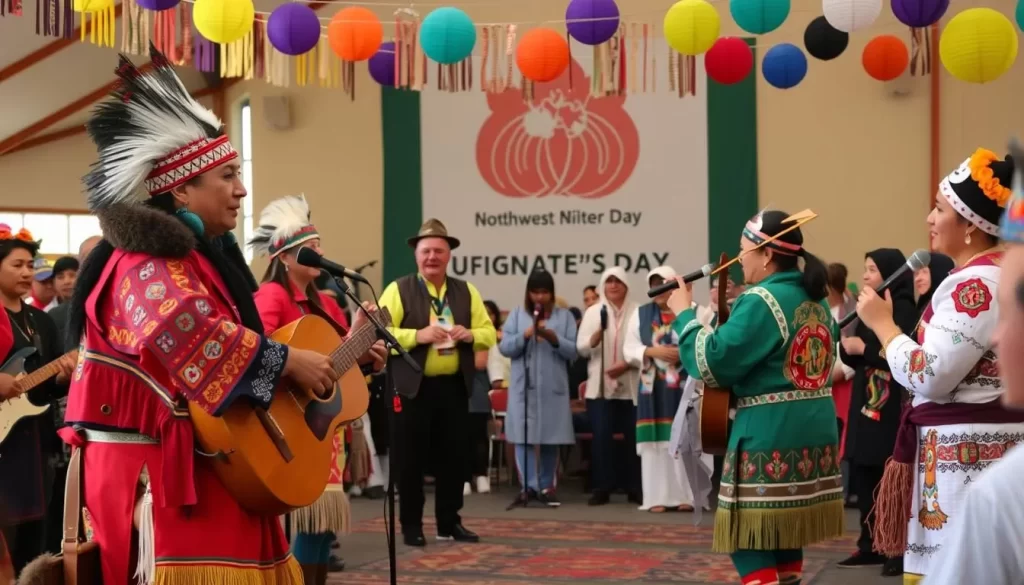 Image of National Indigenous Peoples Day Celebrations in Northwest Territories, featuring traditional Indigenous music and dance.