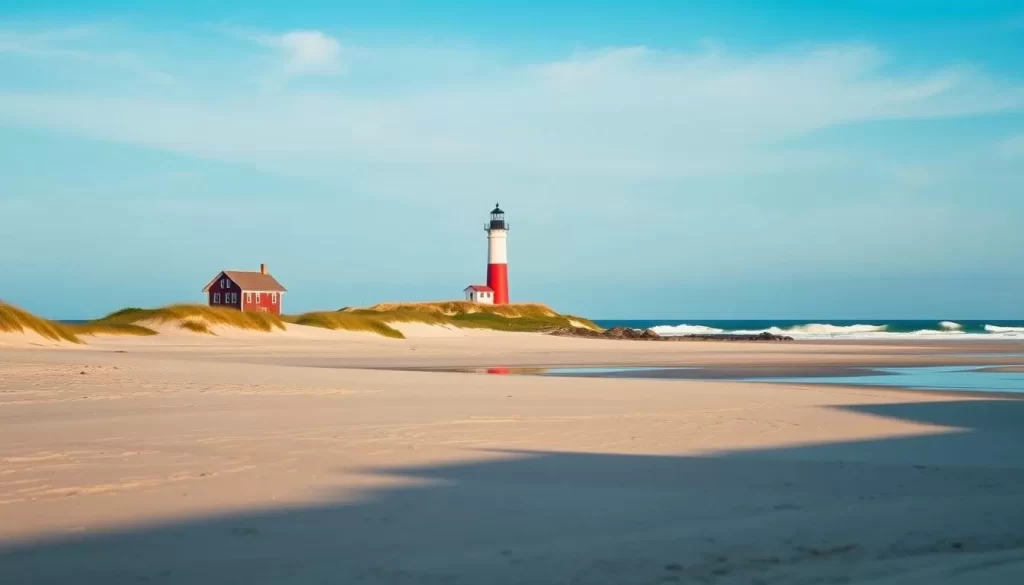 Image of Nauset Light Beach Cape Cod with the iconic Nauset Light in the background.
