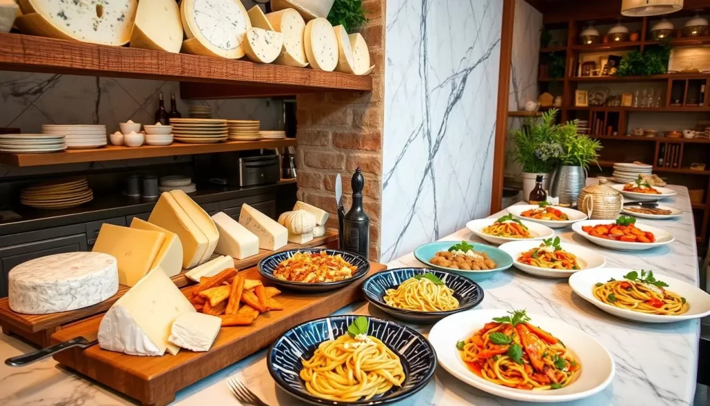 Image of Osteria Mozza's mozzarella bar or a signature pasta dish