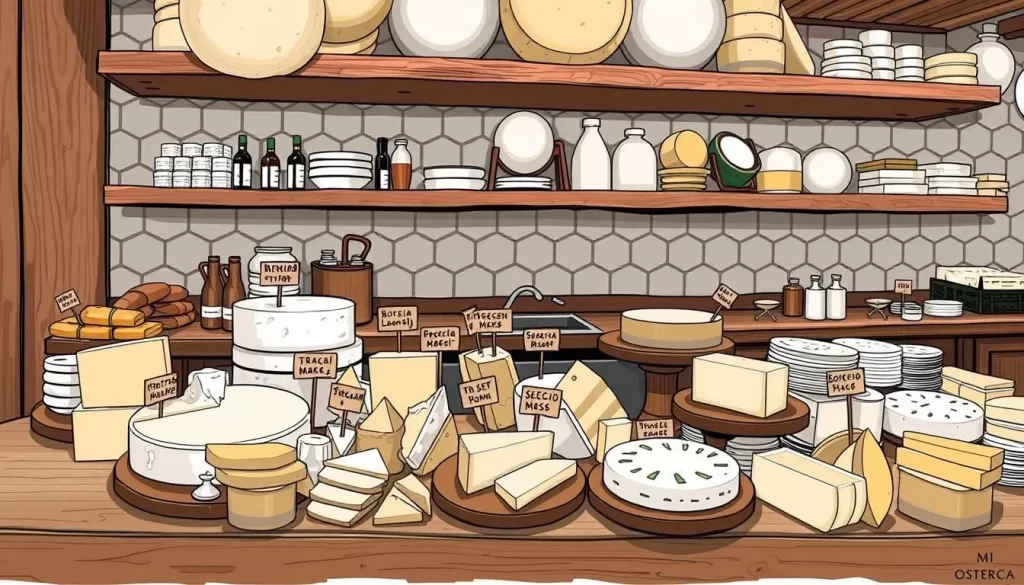 Image of Osteria Mozza's mozzarella bar showcasing handcrafted specialty cheeses