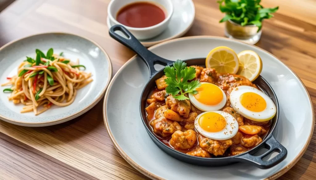 Image of Otus Thai Kitchen & Coffee's modern Thai breakfast dishes, including the kai-kata (Thai-style breakfast skillet).